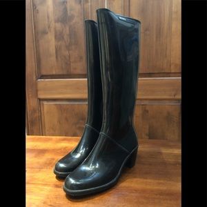 Marc Jacobs tall black rubber rain boots 9